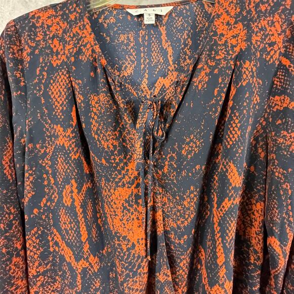 Cabi Blouse SMALL long sleeves faux criss cross relaxed fit tie V-neck work - Picture 14 of 16
